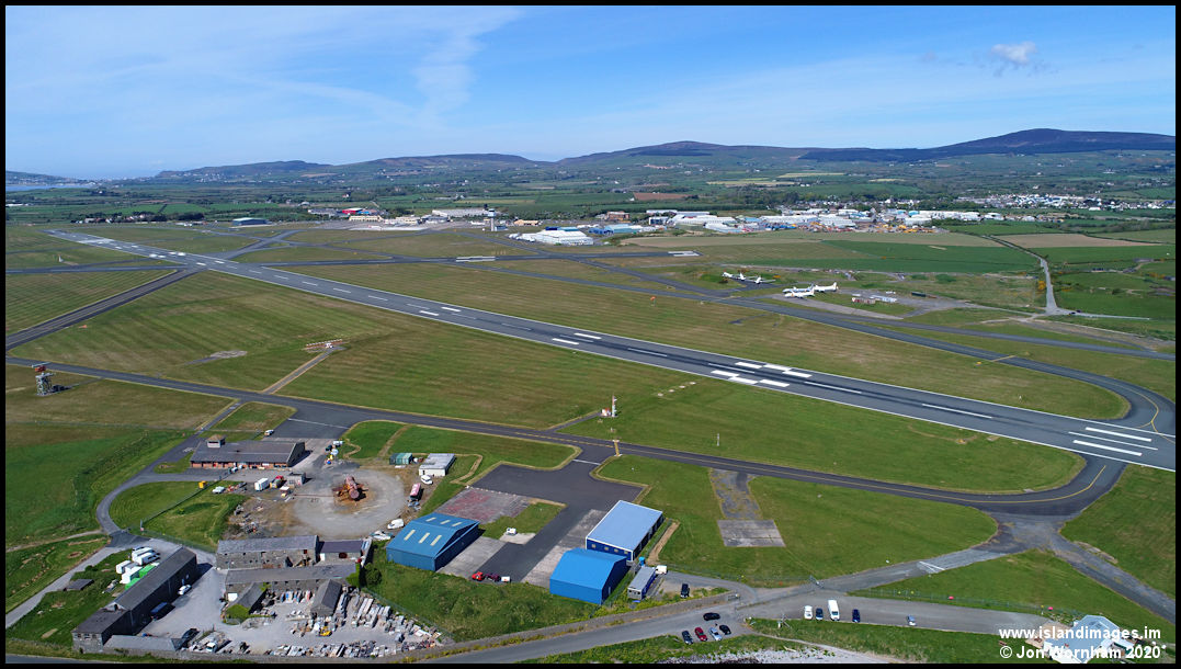 Aerial view of Ronaldsway Airport, Isle of Man 9/5/20